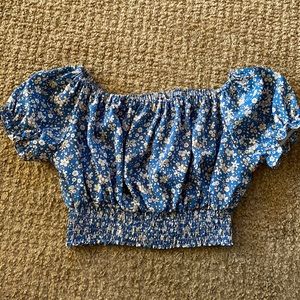 Floral Smocked Puff Sleeve Crop Top (can be added to $20 packages for FREE)